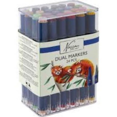 24 Marcadores Dupla Ponta Redonda Nassau