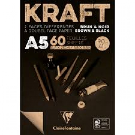 Bloco Kraft A5 2 Faces -Castanho E Preto 90