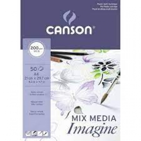 Bloco Mix Media Imagine A4 200 G/M2 50F Canson