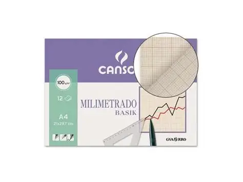 Bloco12 Fls Papel Milimétrico A4 Canson