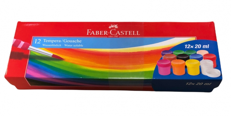 Caixa  12 Potes 20Ml Guache Faber-Castell