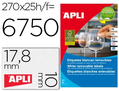 Etiquetas A4 Removíveis 17.8X10Mm Refª10197-