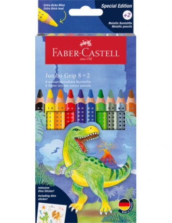 Lápis De Cor Jumbo Grip C/8 + 2 Metalic Faber