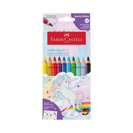 Lápis De Cor Jumbo Grip C/8 + 2 Pastel Faber
