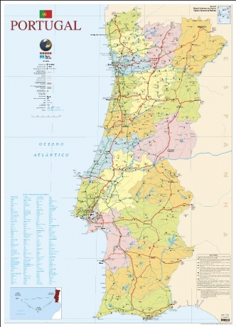 Mapa De Portugal 2 Faces Plastificado