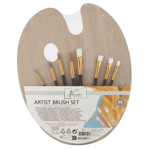 Paleta  Madeira C/ 8 Pinceis Nassau